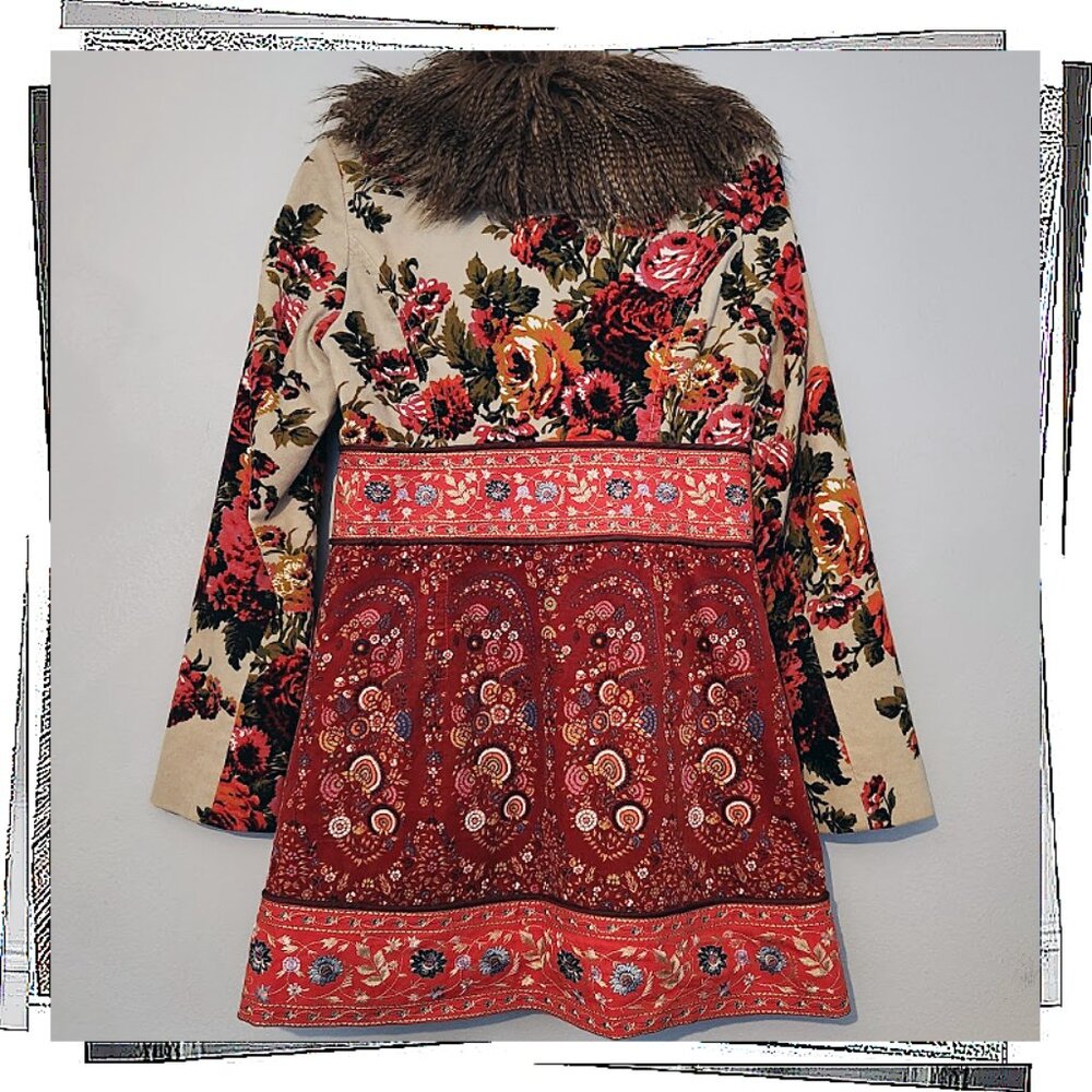 Vintage 2010  Rare Karelia Velvet Embroidered Red Coat / Jacket (4) by Elevenses - Picture 5 of 16